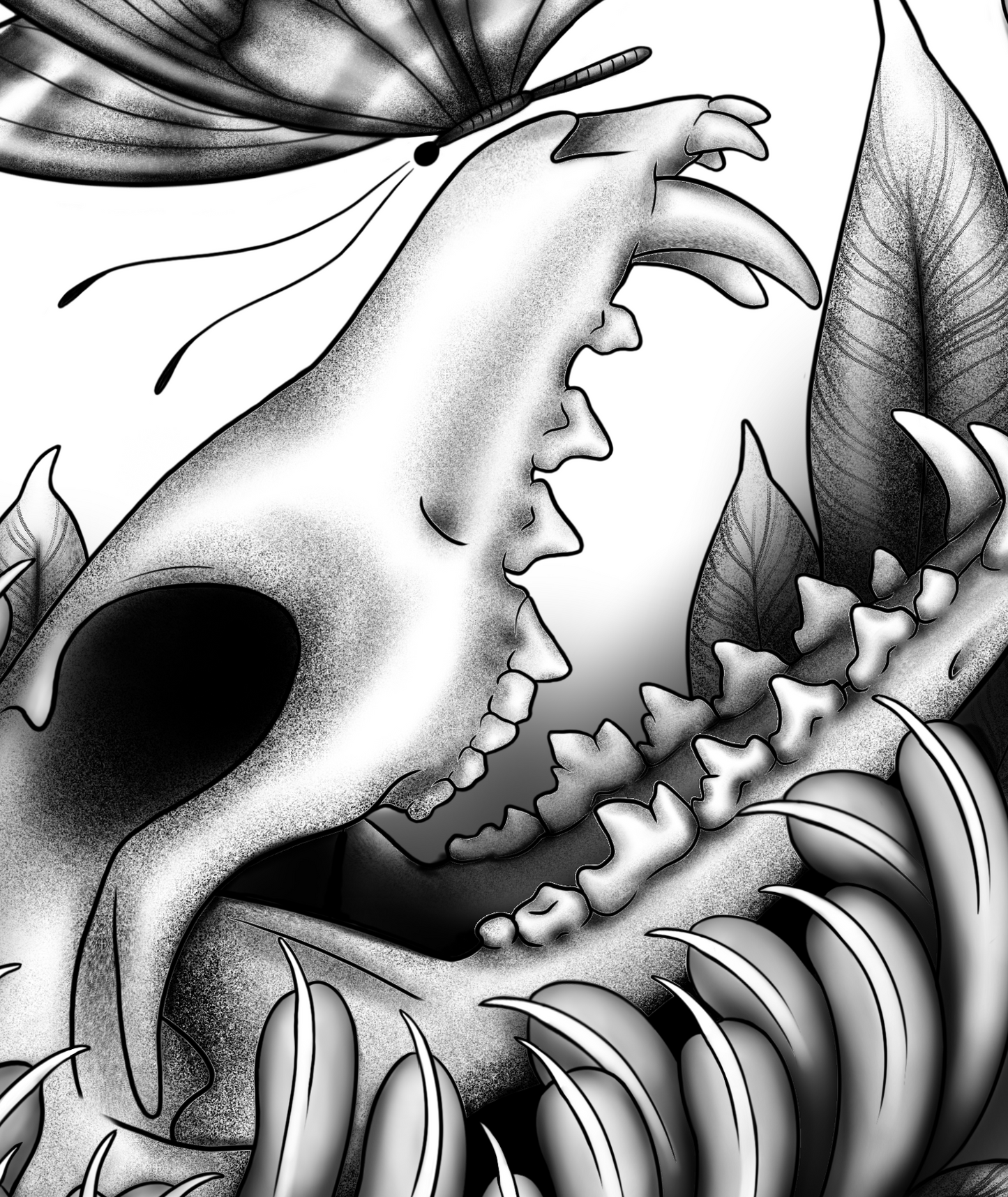 Butterfly on fox skull print